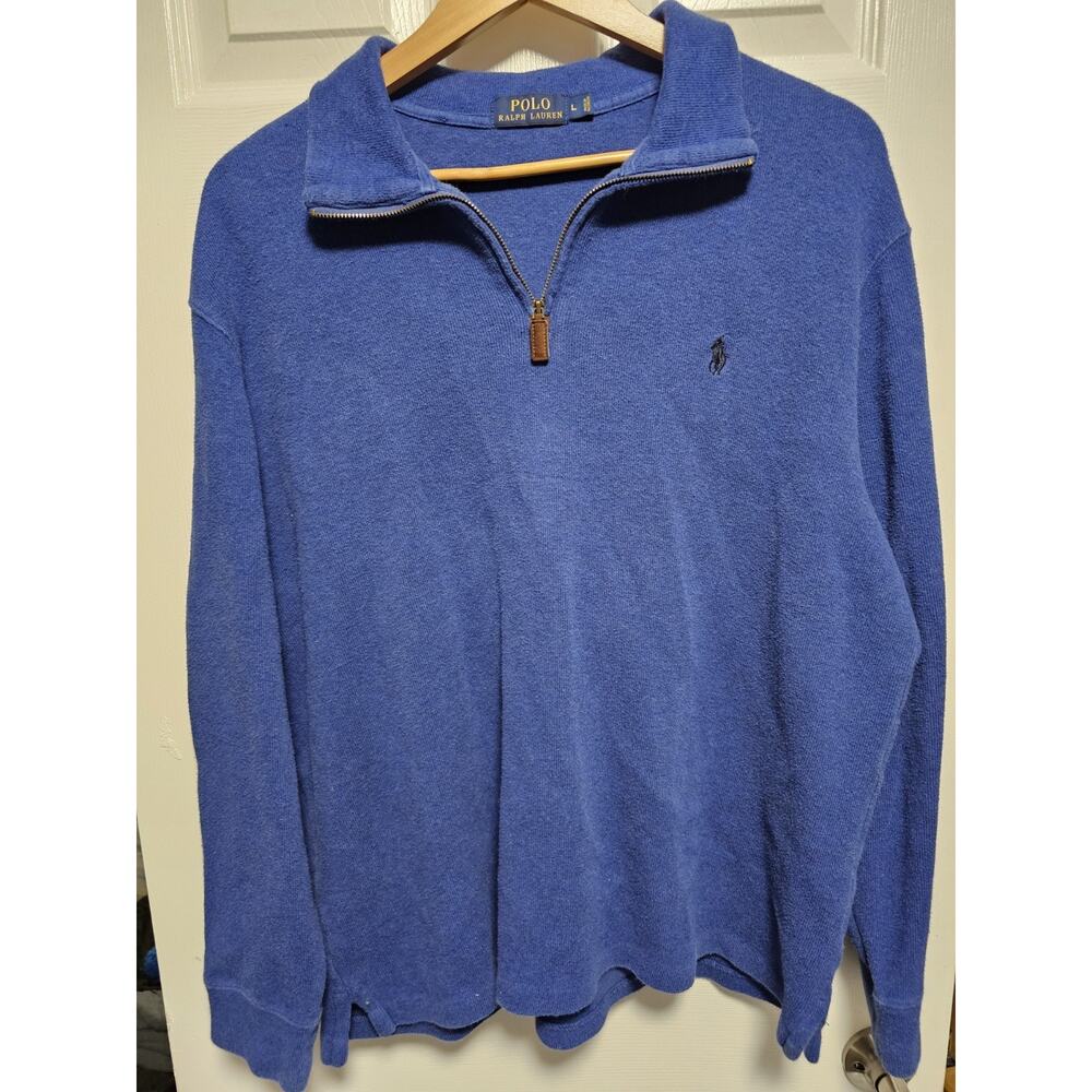 Polo Ralph Lauren MEN'S SWEATER SIZE L BLUE ZIPPER 1/4 Zip
